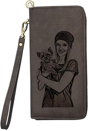 Cartera personalizada con fotos para mujer, cartera de cuero con bolsa de mano, el mejor regalo para mujeres, regalos de Navidad, Marrón oscuro de