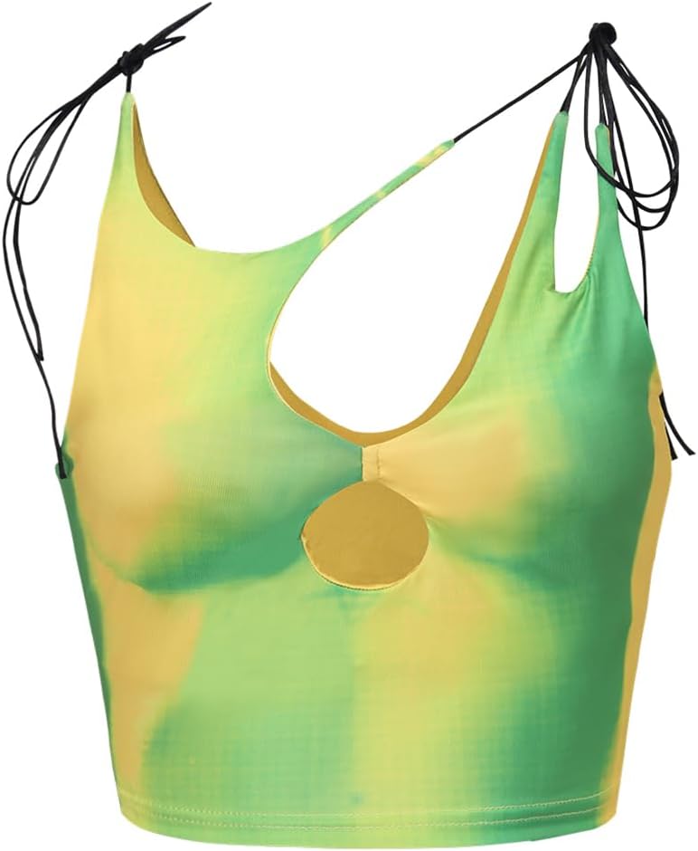 CAPE CLIQUE Y2K Tops Rave Outfits Sexy Tops for Women Party Club Night Halter Sleeveless 3D Body Print Summer Crop Tank Top