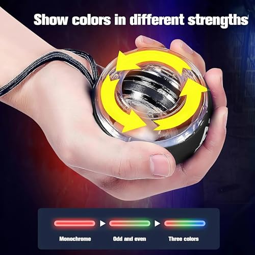 Image of Zinc Auto-Start Wrist Exercise Machine Hand & Forearm Strengthener Gyro Ball for Grip Training Muscle Recovery & Wrist Workout with LED Lights for Athletes Musicians & Rehabilitation