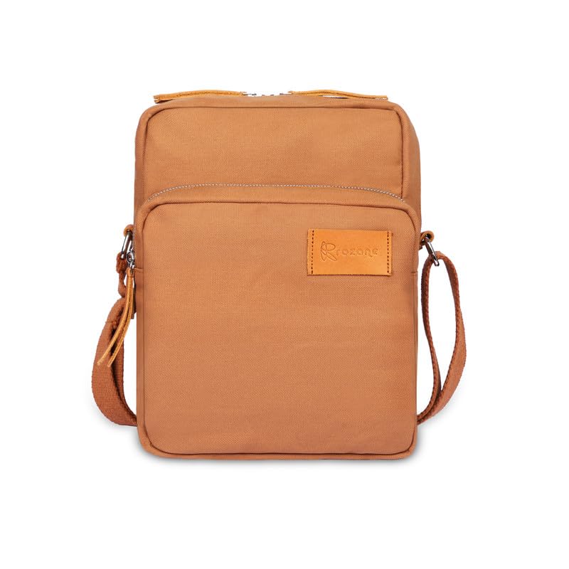 Image of Cotton Canvas Sling Bag Stylish and Versatile Crossbody Shoulder Pack for Everyday Essentials - Multiple Pockets Bags - Fashion Accessory for Men and Women | Tan