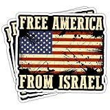 HOSALA (3in - 3Pcs) Free America from Israel Sticker, Progressive Political Sticker, Democracy Democrat Gift, Social Justice Human Rights Decoration for Laptop Tablet Water Bottle Helmet Vehicles