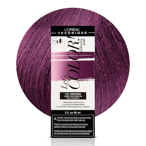 L'Oréal Technique Let's Color! Conditioning Gelee Permanent Hair Color - High Impact Multi-Dimensional Liquid Haircolor, Conditioning Formula, Smooth Application, Grapeful