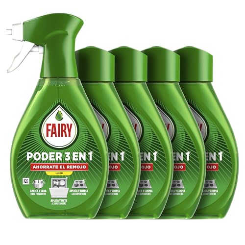 Fairy Poder Sin Remojo Limón Spray, Vajilla y Cocina, Antigrasa, 1000ml + Fairy Poder Sin Remojo Limón 3 x Spray Recambio, Vajilla y Cocina, Antigrasa, 1500ml (3 x 500 ml)