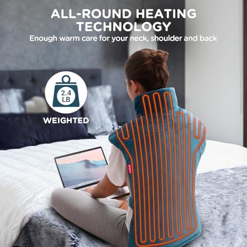 Image of Comfytemp Heating Pad for Back, Neck Shoulder Weighted Design for Snug Fit, 22 inchx33 inch FSA Eligible Electric Wearable Throw, 2H Auto-Off, HSA Large Heated Wrap, Machine Washable