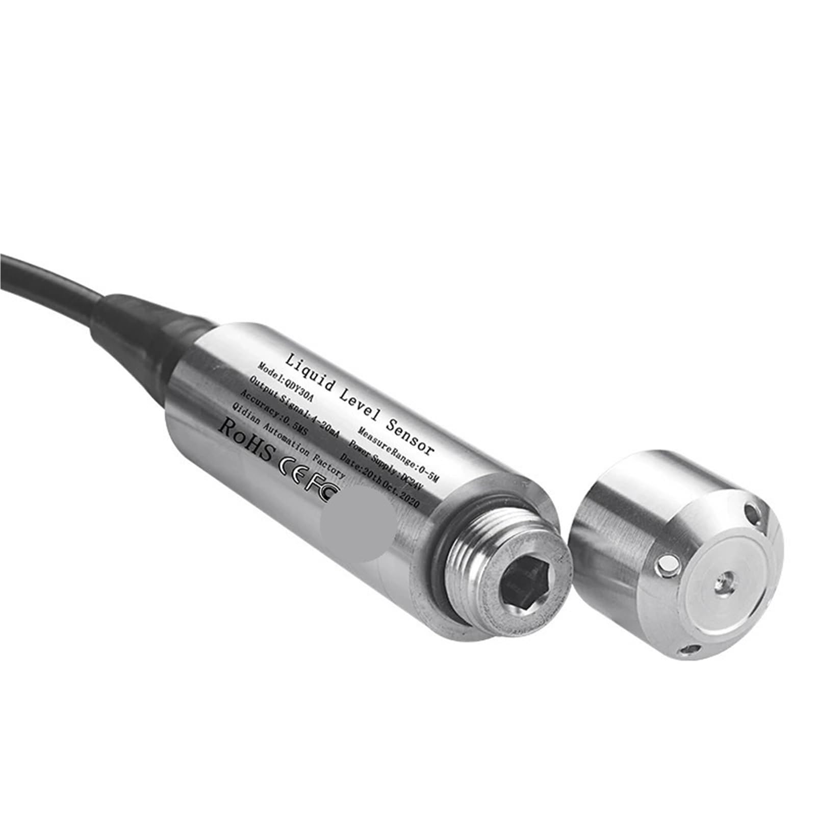 Sensor de nivel de sonda hidrostática SS304, 2 cables, 19mm, 4, 20ma, 5m, 10m, 20m, transmisor de Sensor de nivel de líquido de agua for tanques contra incendios | 5m range 10m cable
