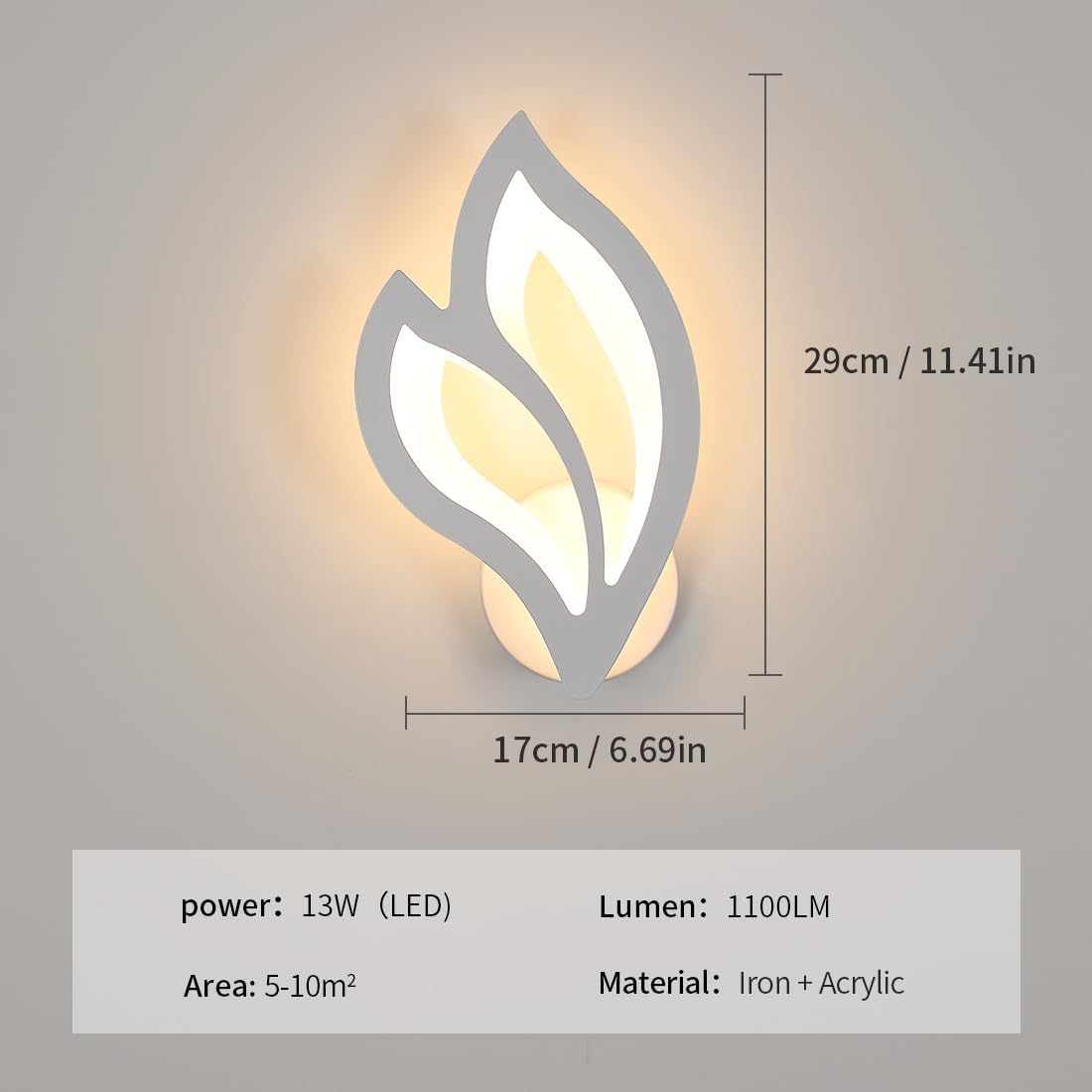 Applique da Parete Interno, 13W 1500LM 3000K Luce Bianco Calda Lampada da Parete a LED a Forma di Fiore in Acrilico, Lampada a Muro Moderna per Corridoio, Camera da Letto, Soggiorno