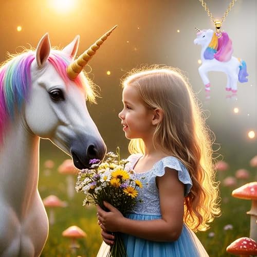 Unicorn Necklace Gift for Girls Daughter Handmade Enamel Rainbow Pegasus Pendant Unicorn Necklace for Girl ​Teens Little Girl Jewelry Birthday Gift Christmas Gifts2
