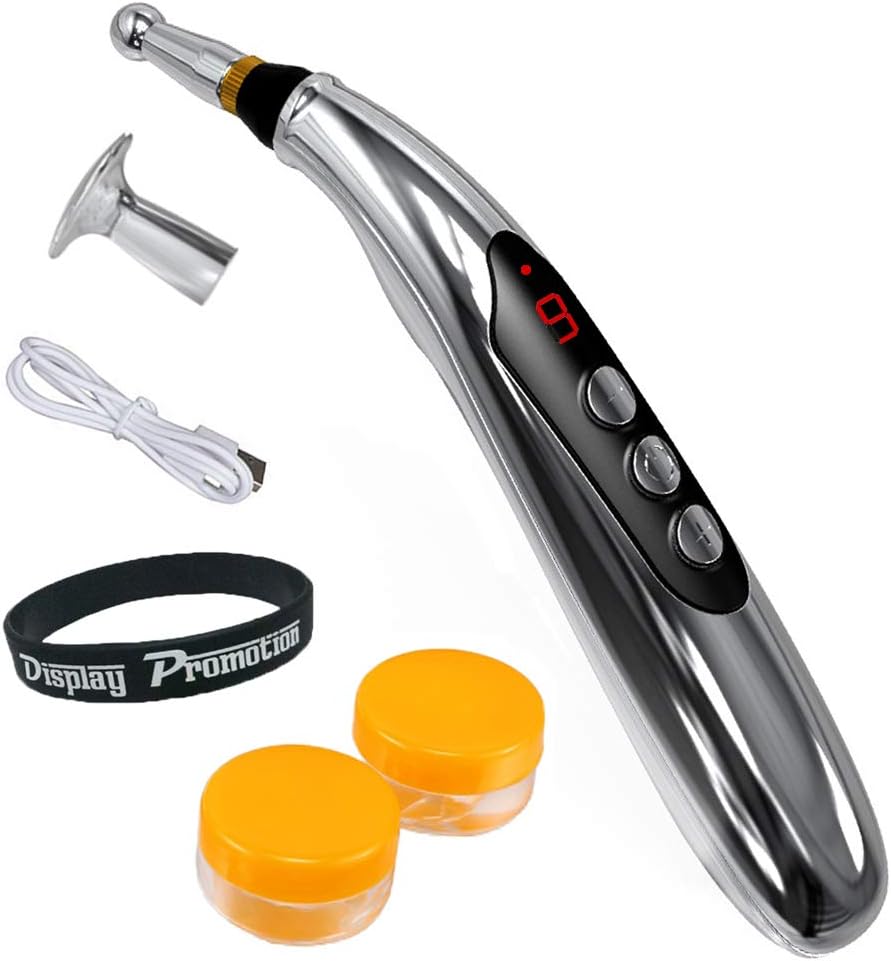 Acupuncture Pen Pain Relief Reliever, Electronic Battery Electric Acupressure Machine with 3 Different Heads Meridian Energy Pen with ACU-Point Indicator to heal The Body