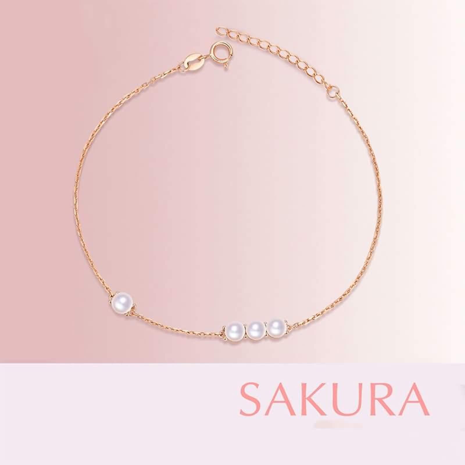 ZH1YFD Damen-Charm-Armbänder aus 18 Karat Roségold für Damen, Perlenarmband aus Roségold