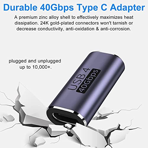 Image of ETZIN USB C Female to Female Adapter 40Gbps USB4 Adapter Support 100W, 8k@60Hz, 5K@60Hz, 4K@120Hz Pack of 2