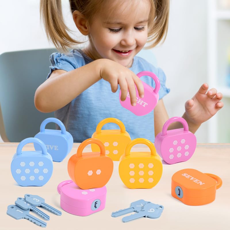 Key Locktoy 5 Set Lock and Key Toys for Toddlers, 5 Locks, Keys & 10 Cards Learn ...
