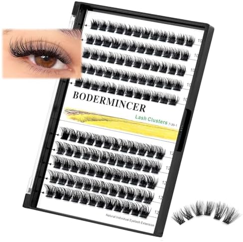 Bodermincer 120 Clusters 10mm+12mm/12mm+14mm/14mm+16mm Mixed Wide Cluster False Eyelash Individual Cluster EyeLashes Grafting Fake False Eyelashes Eyelash Extension (Black 10mm+12mm Mixed)