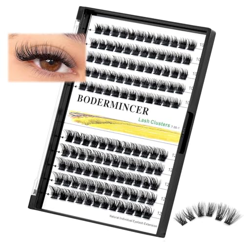 Bodermincer 120 Clusters 10mm+12mm/12mm+14mm/14mm+16mm Mixed Wide Cluster False Eyelash Individual Cluster EyeLashes Grafting Fake False Eyelashes Eyelash Extension (Black 10mm+12mm Mixed)