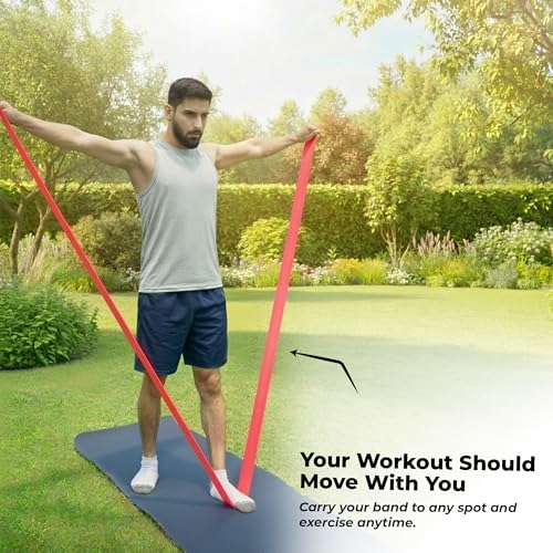 Image of Durafit91 Resistance Bands Set of 1(Light Red), Exercise Thera Band for Unisex, Natural Latex Stretch Band for Yoga, Pilates, Strength Training, Home Workout,Gym Fitness, Physical Therapy & Rehab