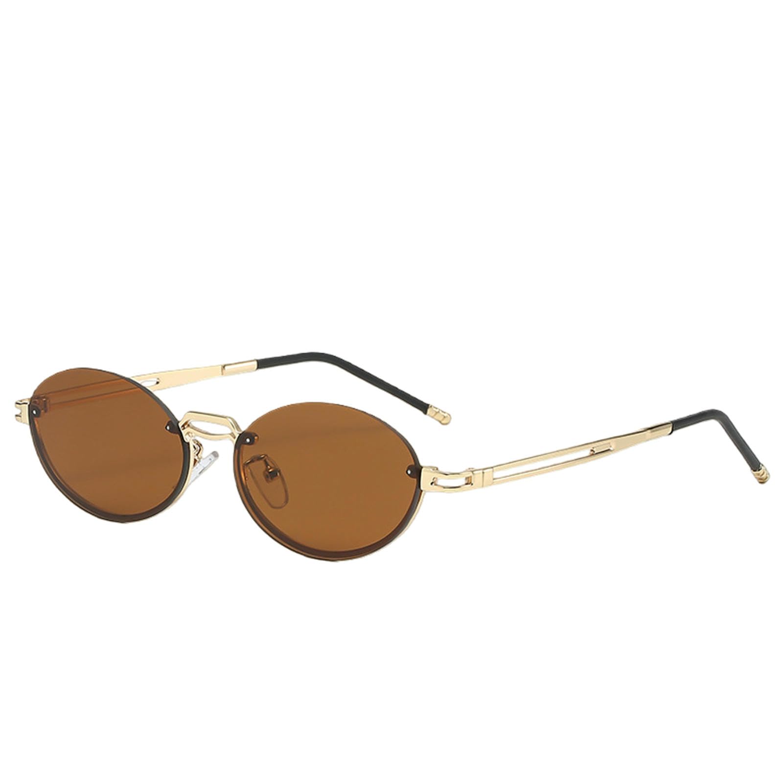 Gyios sunglasses Trendy Rimless Punk Metal Gradient Lens Oval Sun Glasses Protection Frameless Shades For Women & Me