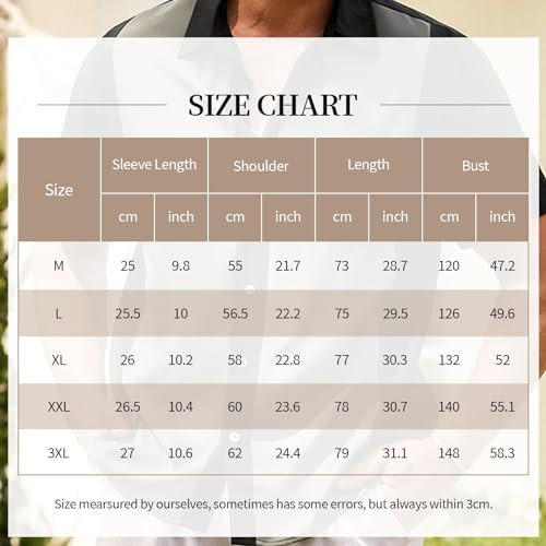Hardaddy Men'S Vintage Bowling Shirt Short Sleeve Button Down Hawaiian Summer Beach Casual Shirts Gray Xl thumb #6