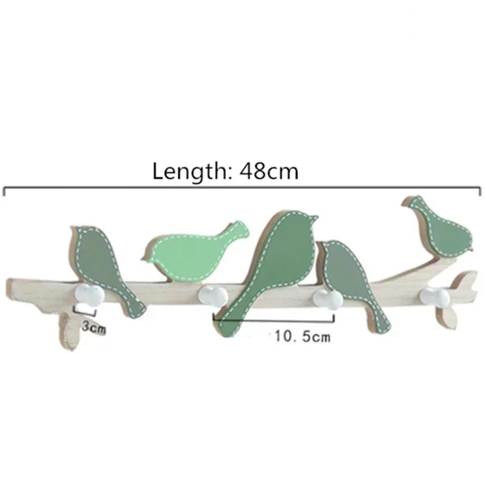 portachiavi da parete 4 ganci decorativi for la casa, appendiabiti in legno a forma di uccello(Green bird)