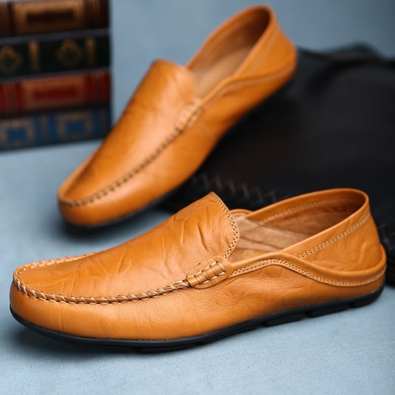 Men's Loafers Solid Color Round Toe Faux Leather Loafer Shoes Lightweight Anti-Slip Flexible Wedding Slip-on3