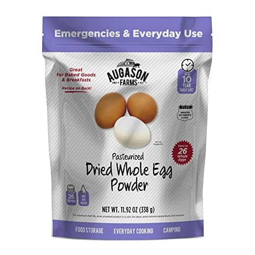 Augason Farms Dried Whole Egg Powder Resealable Pouch Emergency Food Storage 11.9 oz.