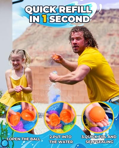 image for SCUATANBE Reusable Water Balloons - 20PCS Quick Fill Water Balls Toys 