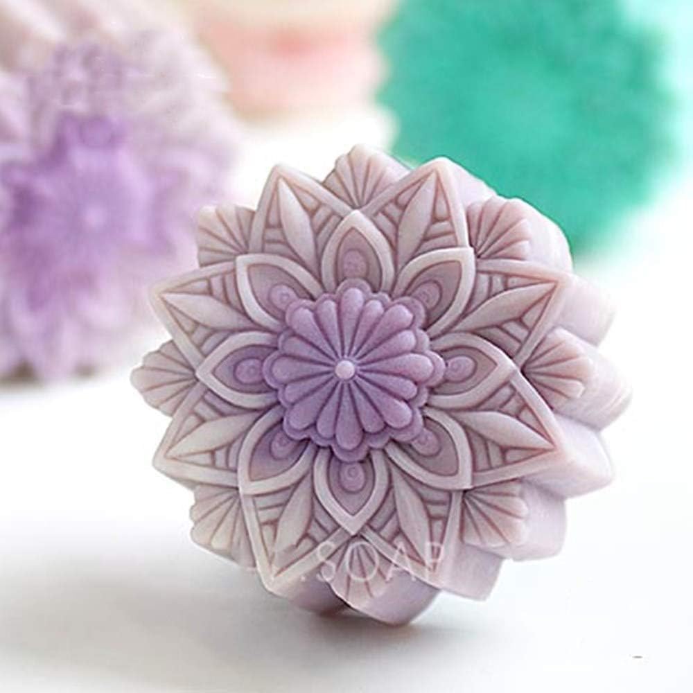 SMELLO- Single Cavity Silicone Soap Mold - Unique Flower Design Round Shape for Handmade Soap Making-image-24