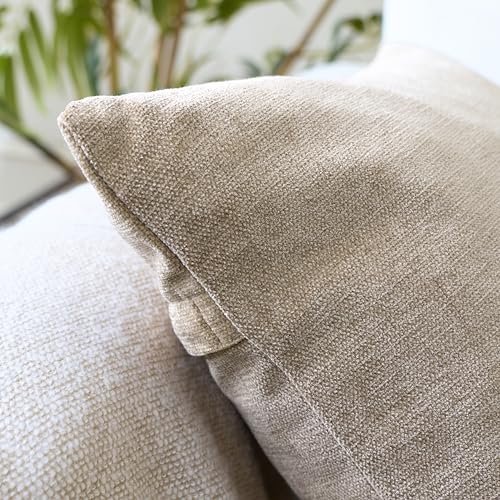 Image of Encasa XO Thick Chenille Throw Pillow Covers Set of 1 | Sand - (24 inchx24 inch) (60x60 cm) | Decorative Accent Square Throw Pillow Cases for Couch, Home Decor, Sofa