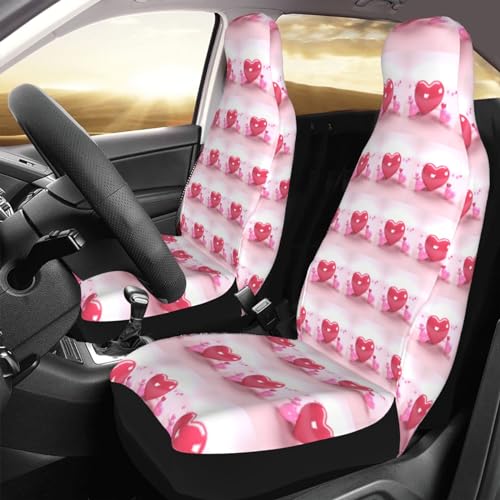 Housses de siège de voiture motif cœur rose universelles protection auto intérieur