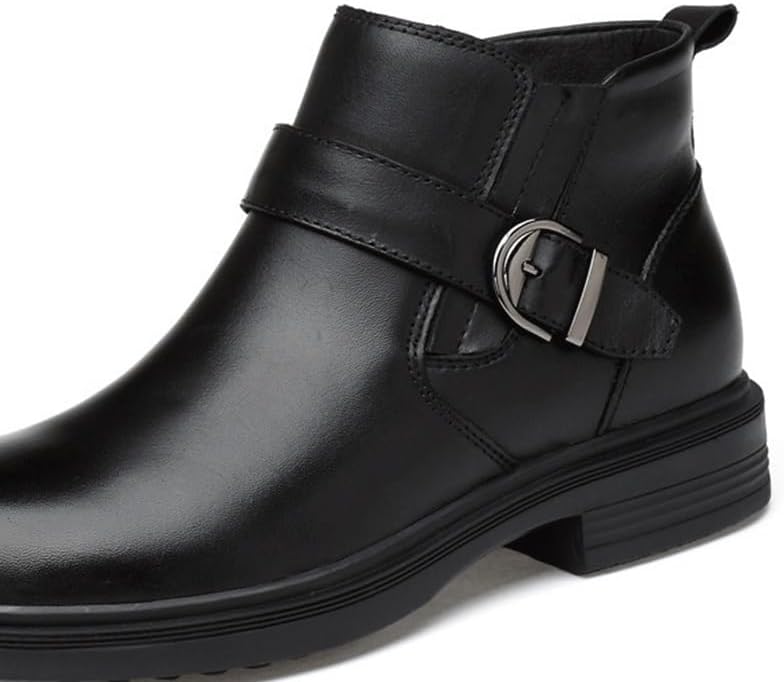 Shoes Men's Metal Buckle Ankle Boots Black Versatile Round Toe Oxford Shoes Men Comfortable Soft Sole Shoes for Shopping Party Business