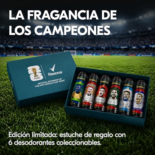 Miniatura 7 de Rexona Cofre De Regalo Fifa World Cup 2026tm Superstar Collection, Desodorantes En Spray Antitranspirantes Para Hombre, 72h Protección Sudor Y Olores, Idea De Regalo, Invisible Ice Fresh, 6 X 150 Ml
