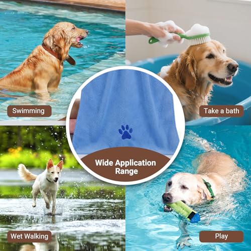 Liebesblume Hundehandtuch Set, Mikrofaser Haustier Handtuch für Hunde und Katzen, Schnelltrocknend und Extra Saugfähig, Weiches Waschbares Hundetrockentuch mit Pfotenstickerei, 35x75 cm 3 Stück