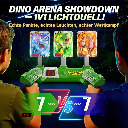 Dinosaurier Spielzeug ab 3-12 Jahre Jungen, Leuchtend Elektrisch Digitale Zielscheibe mit Pistole, Geschenk Junge 4 5 6 9 7 8 9 Jahre Dino Kinderspielzeug Outdoor Garten Spiele Geburtstag Geschenke
