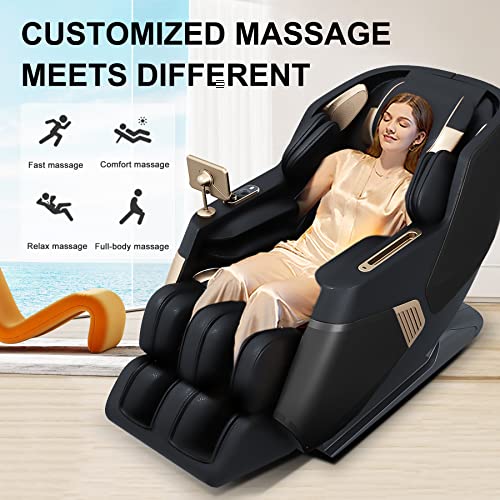 Molylex Sl-Track Massage Chair Recliner, Full Body Zero Gravity Massage Chair With Ai Voice Control, Heating, Body Scan, Bluetooth Speaker, Airbags, Touch Screen, Foot Roller, Black #TOP3