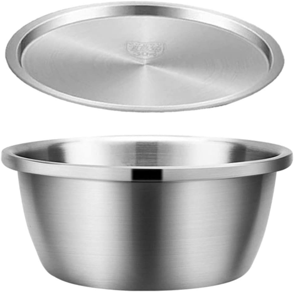 Kichvoe 7.87 Inch Stainless Steel Mixing Bowl with Lid Large Deep Food Prep Container for Salad Soup Dough and Cooking Storage Kitchen Basin