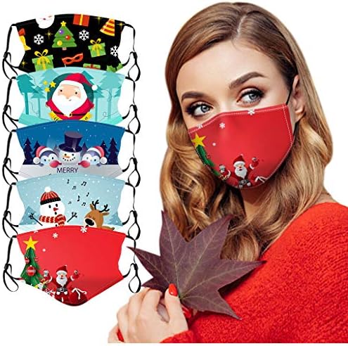 Fashion Mouth_Mask, 5 Pack Black Cute Unisex Anti-Dust Face Mouth_Mask for Kids Teens Men Women, Windproof Motorcycle Face_Masks for Ski Cycling Camping (5PCS-A)