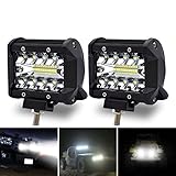 ワークライト Safego 60W 作業灯 LED ワークライト 狭角30度 12V-24V対応 汎用 車外灯 農業機械 4インチ 角形 6000K ホワイト 2個