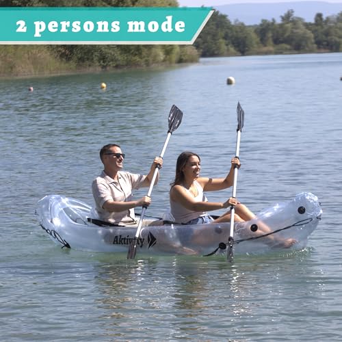 image for Aktivety – Inflatable Clear Kayak 2 Person Adult – Transparent Tan