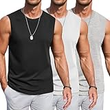 COOFANDY Sleeveless Tank Shirt for Mens Workout Cotton Tank Tops 3 Pack Running Bodybuilding Tee Moisture Wicking XL