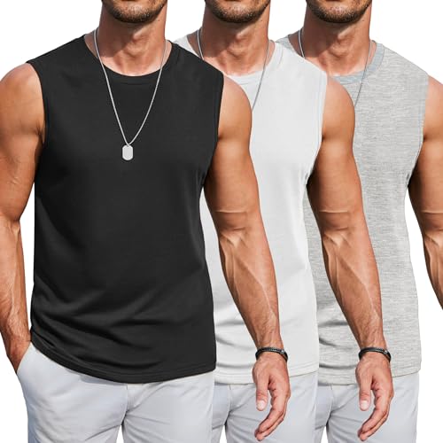 COOFANDY Men Sleeveless Cotton Tank Top 3 Pack XXL