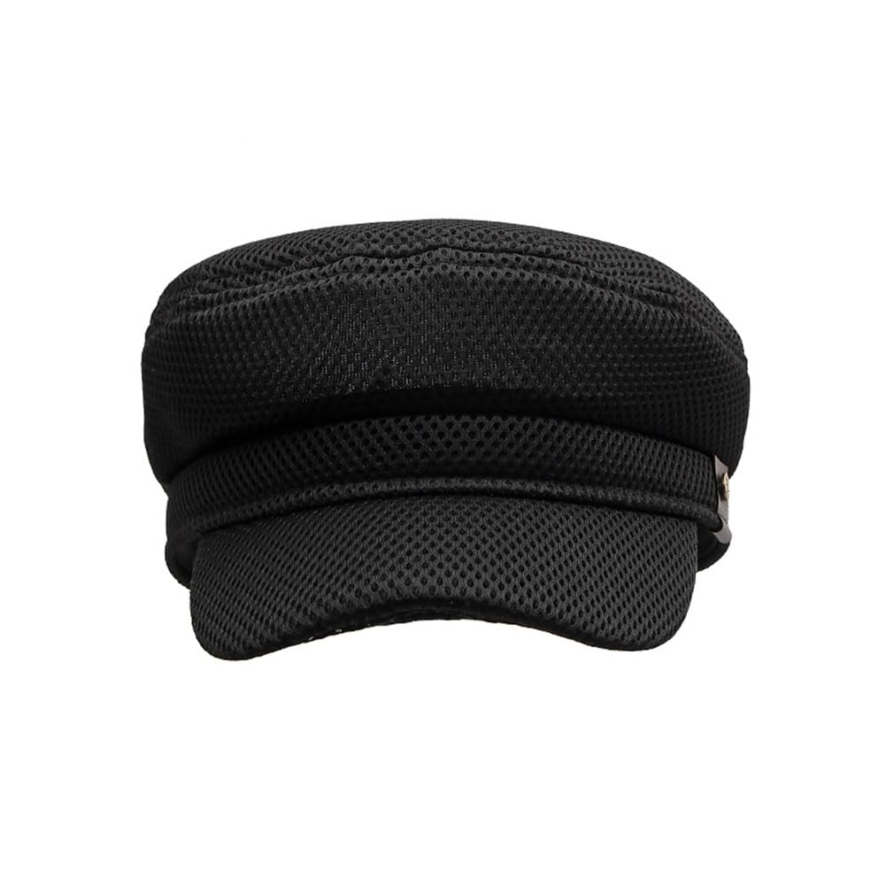 Newsboy Hats for Women Mesh Gatsby Cap Summer Chauffeur Plain Beret Hats (US, Alpha, One Size, Black)