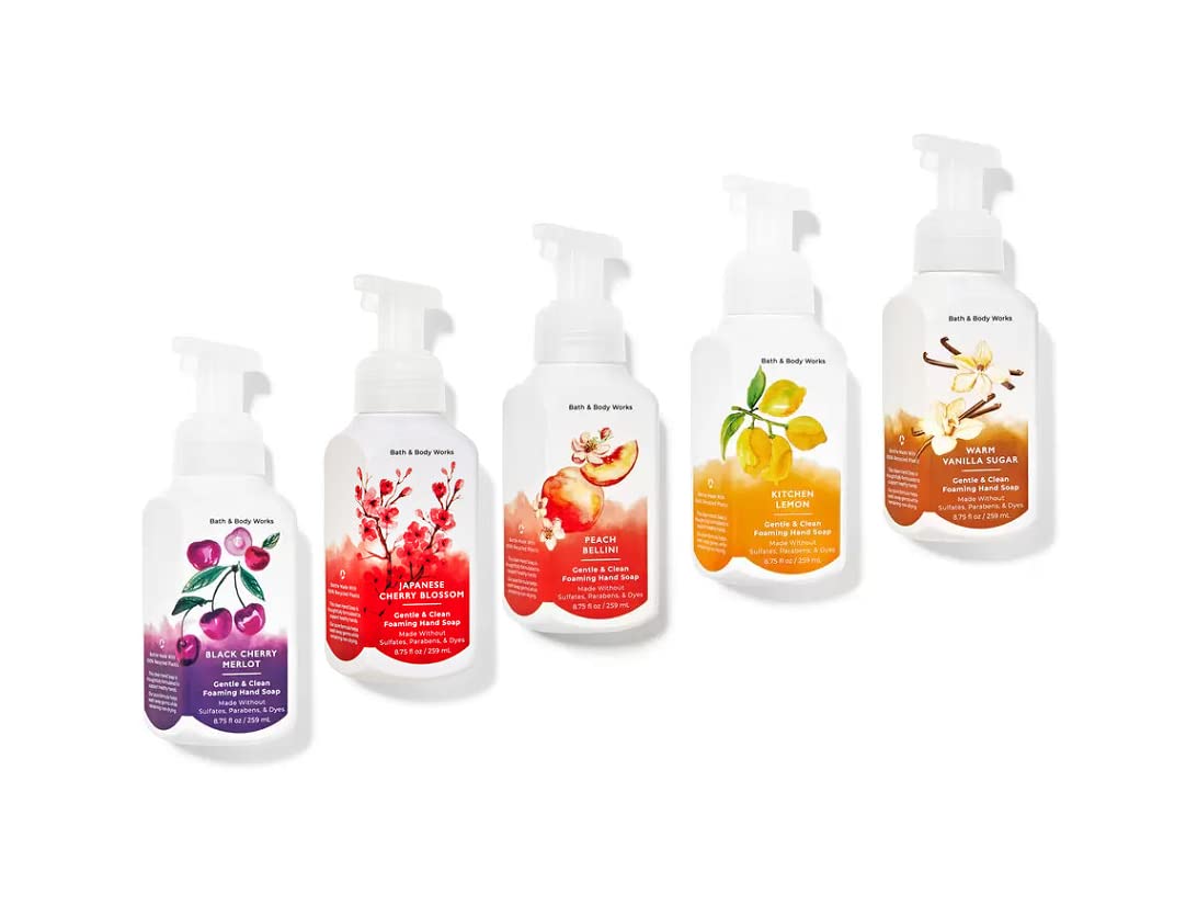 Bath and Body Works Foaming Hand Soaps - Set of 5 Gentle Foaming Soaps Fresh Fruity