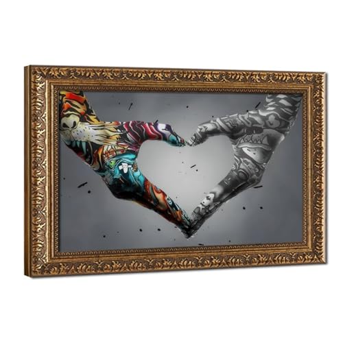 Toile cœur graffiti déco murale chambre et salon format 20x30