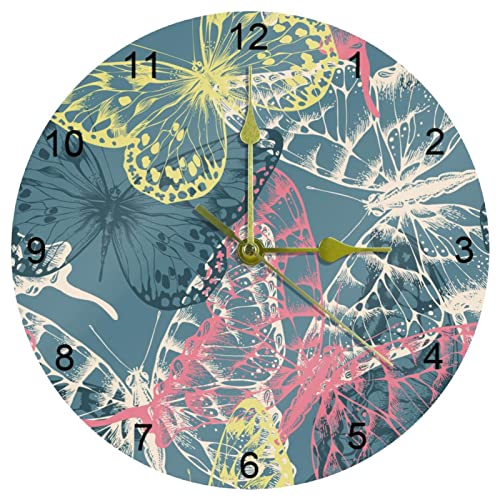 Horloge murale papillon silencieuse chiffres arabes faciles à lire - 2