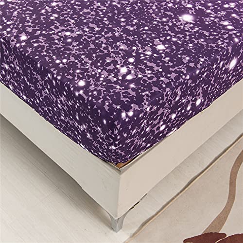 Rynghipy 3D Glitter Bed Sheet Set For Kids Teens Girls Women, Pink And Purple Rainbow Fitted Sheet & Pillowcase, Glitter Print Bedding Collections (Purple Pink,Full) #TOP5