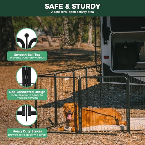 Image of FXW Rollick Unleashed Dog Playpen for Indoor, Yard, RV Camping, 45 inch 24 Panels for Large Dogs, Black│Patented
