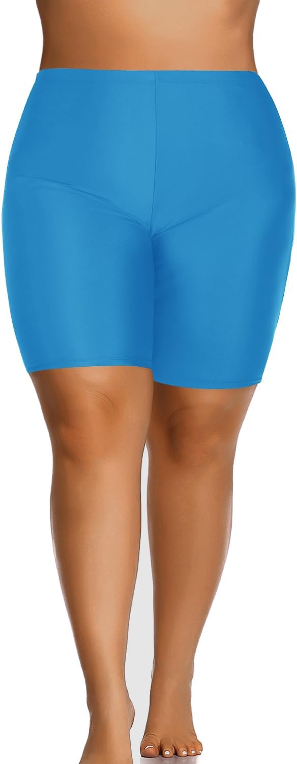 Aqua Eve Plus Size Swim Shorts Women Tummy Control Swimsuit Bottoms High Waisted Bikini Bottom