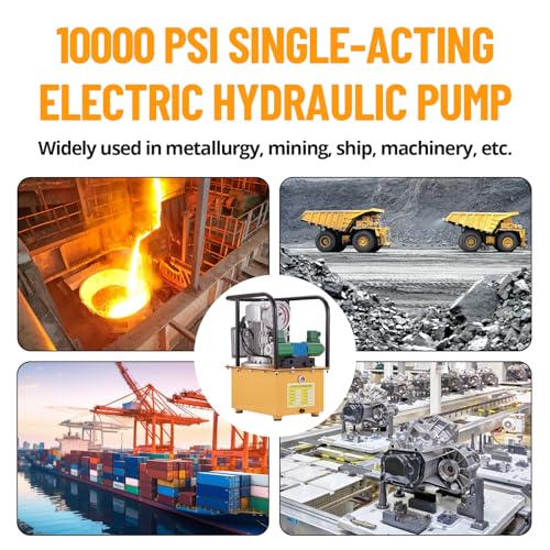 Image of 10000 PSI 750W 110V, 488 in /8 L Capacity, Dual Circuit Solenoid Valve, Electric Driven Hydraulic Pump Power Pack Unit with Pedal Switch for Punching /Bending /Jack Machine, Orange