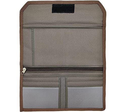 Image of Multiple Cheque Book Holder | Photo Slots, Credit /Debit Card Slots with Zipper Multi Pocket Expanding Zip Pouch Travel Organizer Bag Case for Small Electronics and Accessories -(Color Brown)