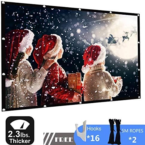 Projector Screen 120 inch 16:9 HD Portable Foldable Projection Screen Anti-Crease Support Double Sided Projection (White)