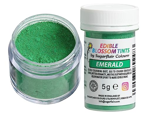 Sugarflair Blossom Tint Dust Emerald - Colorante Alimentario, Polvo Colorante Comestible para Tartas, Masa de Azúcar, Glaseado, Chocolate, Crema de Mantequilla, Macarrones - 5g