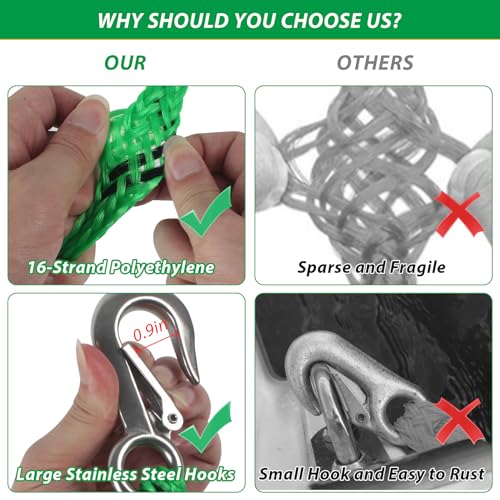 12FT Boat Tow Harness for Tubing, Water Ski Tow Rope Boat Harness with Stainless Steel Big Hooks, Boat Tow Rope for Watersports, Self Centering Tow Harness for Boat Water Sport Jet Ski Wakeboarding
